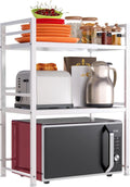 DOLALIKE Microwave Oven Rack, Expandable Microwave Stand Kitchen Countertop Organizer Utensils Storage, Carbon Steel Over Microw