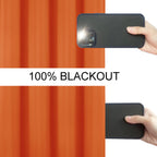 Lemomo 100% Blackout Curtains 52 X 72 Inch/Orange Curtains 2 Panels With Black Lining Room Darkening Thermal Insulated Bedroom C