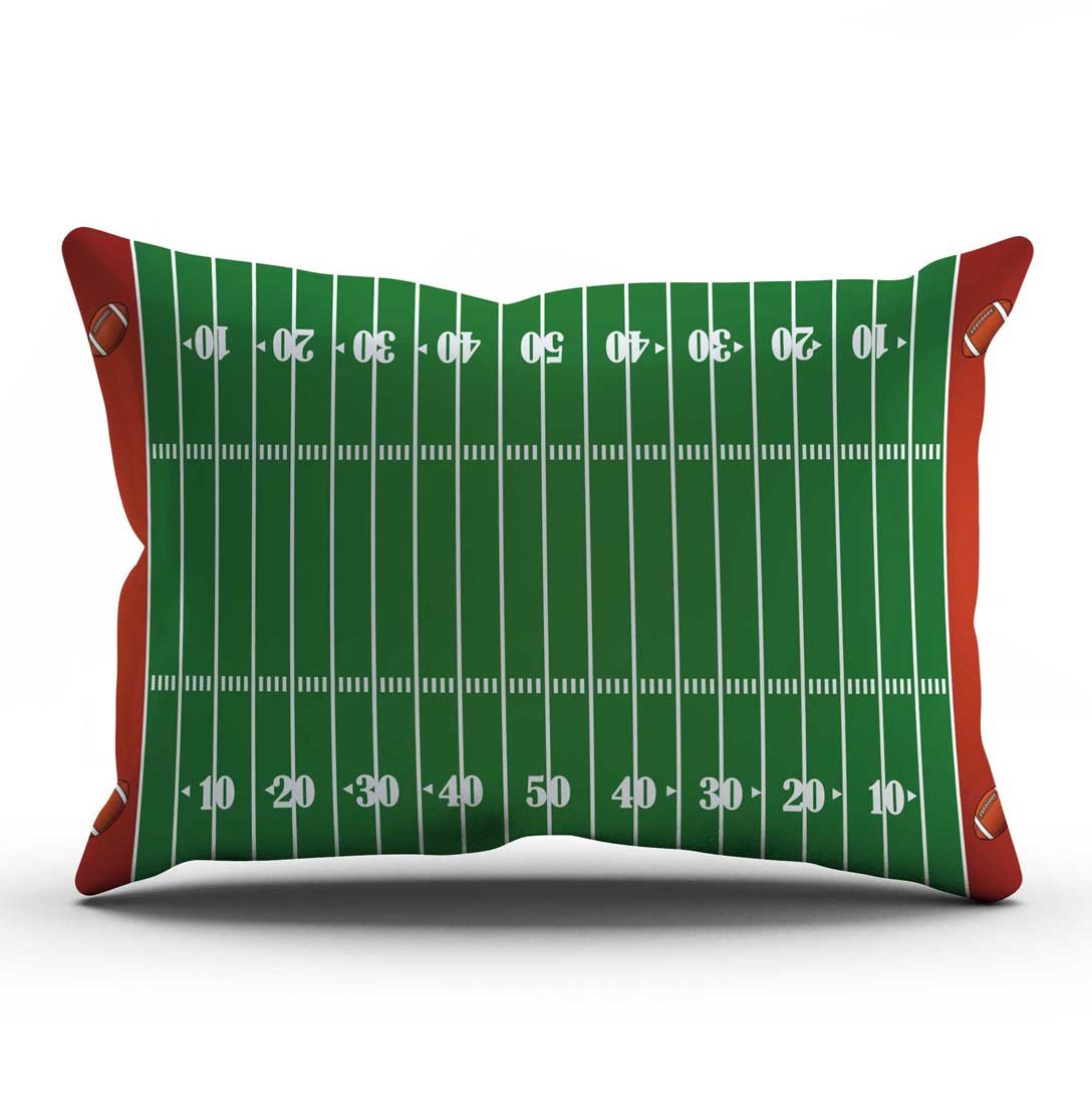 Decopow Football Field Throw Pillow Cover,Football Decor Cotton Linen Throw Pillow Case 12X20 Inches (Football Field)