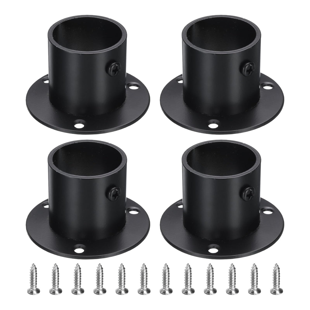 uxcell 4Pcs Stainless Steel Closet Rod Brackets, 1.25inch Dia Wardrobe Holder for Pipe, Shower Curtain Rod Pole End Supports Soc