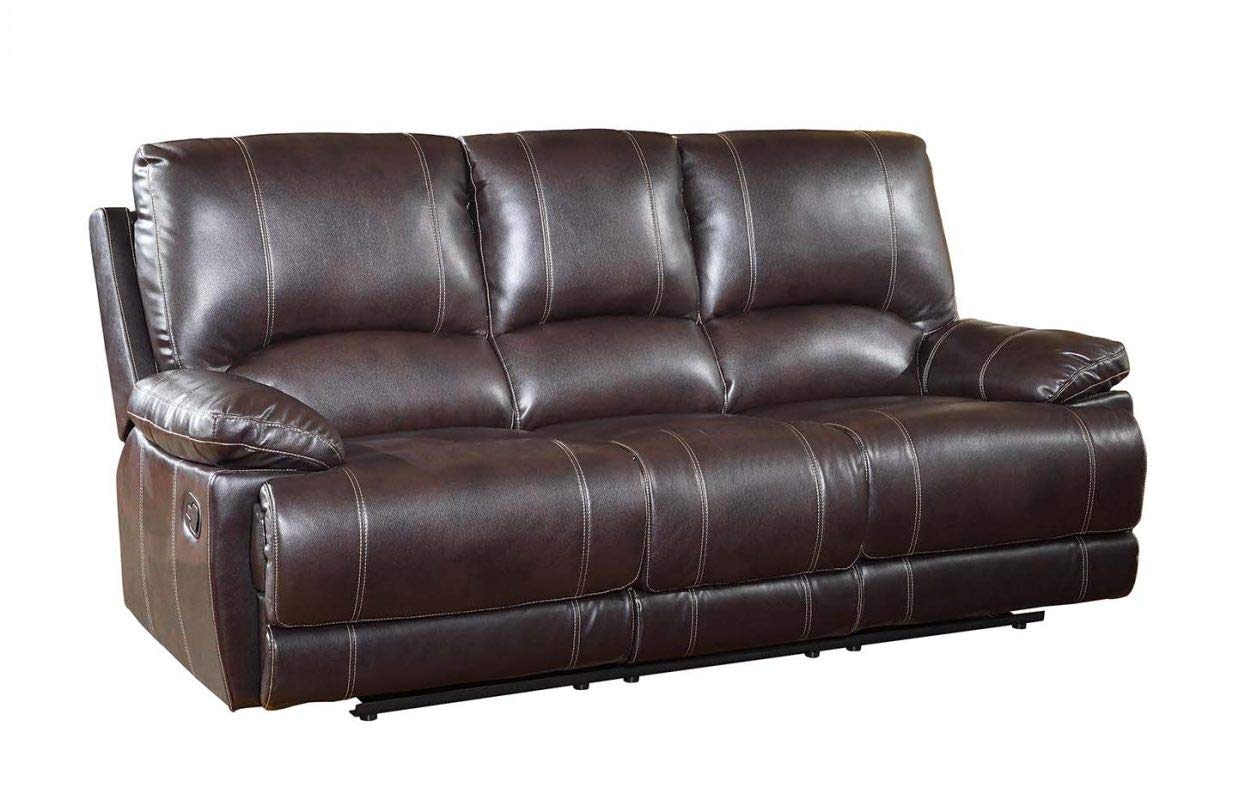 HomeRoots 89&quot; Brown Microfiber Reclining Sofa with Black Legs