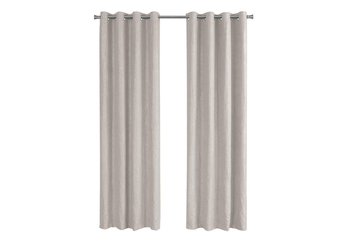 Monarch Specialties Curtain Panel Room Darkening, Micro Suede, Wrinkled Finish 84&quot;H Ivory