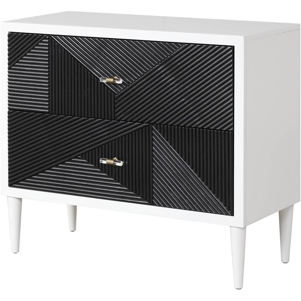 Acme Dubni 2-Drawer Wooden Accent Table in White & Black Finish