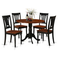 East West Furniture DLPL5-BCH-W Dublin 5 Piece Kitchen Set Includes a Round Table with Dropleaf and 4 Dining Room Chairs, 42x42 Inch