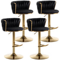 Riknuxi Woven Bar Stools Set of 4, Counter Height Bar Stools with Low Back, Gold Swivel Bar Stools for Kitchen Island, Bar Pub (