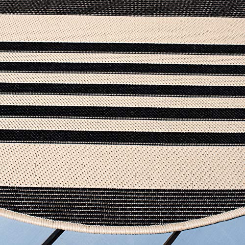 Safavieh Courtyard Collection 6'7'' Round Terracotta/Beige Cy6062 Stripe Indoor/ Outdoor Patio Backyard Mudroom Area Rug