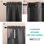 Nicetown Door Curtains For Doorway, Bonus Curtain Hooks, Each Is 27'' X 80'', Grey, Blackout Drapery Liners For 84 Inch Curtains