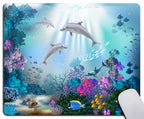 Mouse Pad, Non-Slip Rubber Base Mouse Pads For Wireless Mouse,Dolphin Sea World Underwater Mouse Pad, Blue Ocean Tropical Fish M
