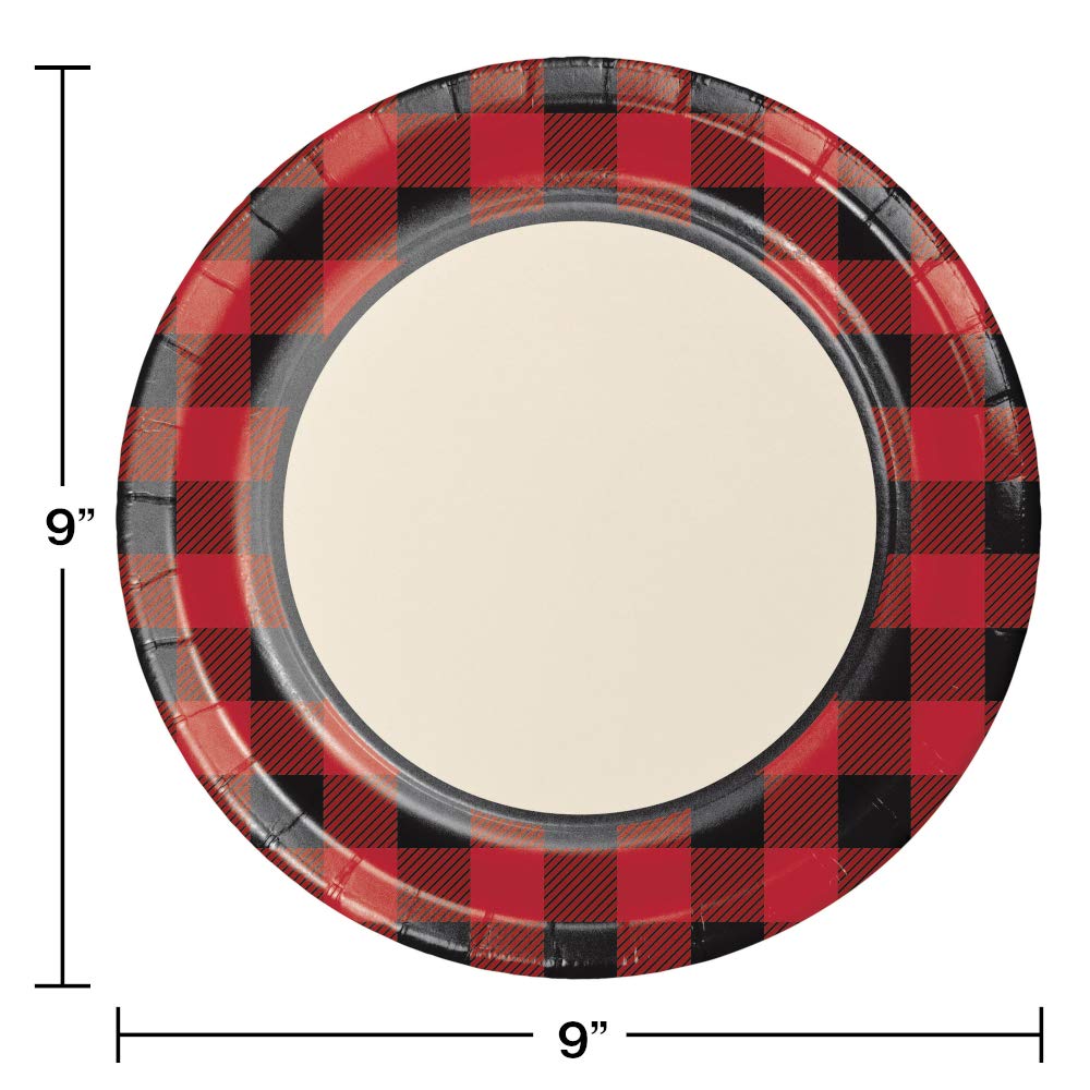 Holiday Buffalo Plaid Red And Black Party Supplies | Bundle Includes Plates And Napkins For 8 Guests