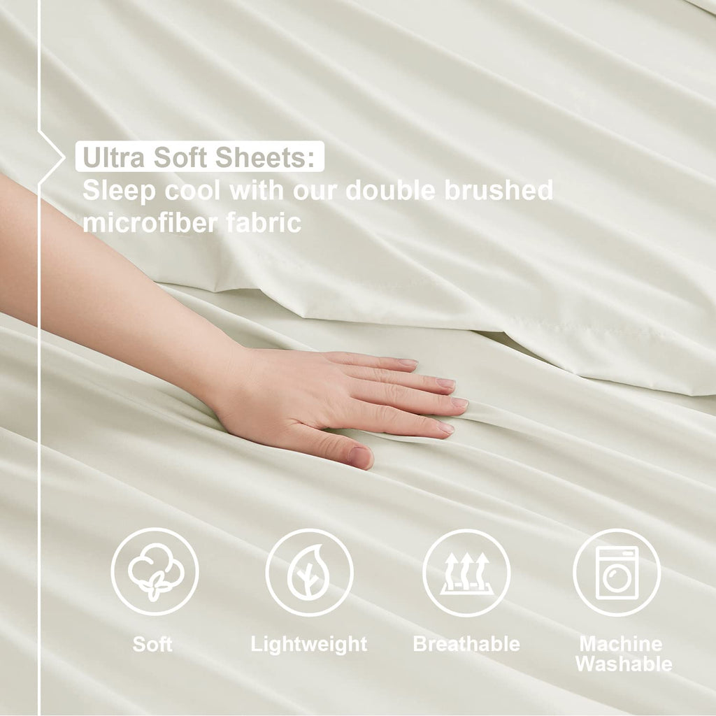 Nestl Twin Xl Sheets Set - 3 Piece Twin Xl Bed Sheets, Deep Pocket, Hotel Luxury, Extra Soft, Breathable And Cooling, Off White Twin Xl Sheet Set