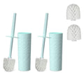 Topsky Toilet Brush,2 Pack Compact Toilet Brush & Holder Set,Plastic Round Barrel Loo Brush with 2 Replacement Toilet Brush Head
