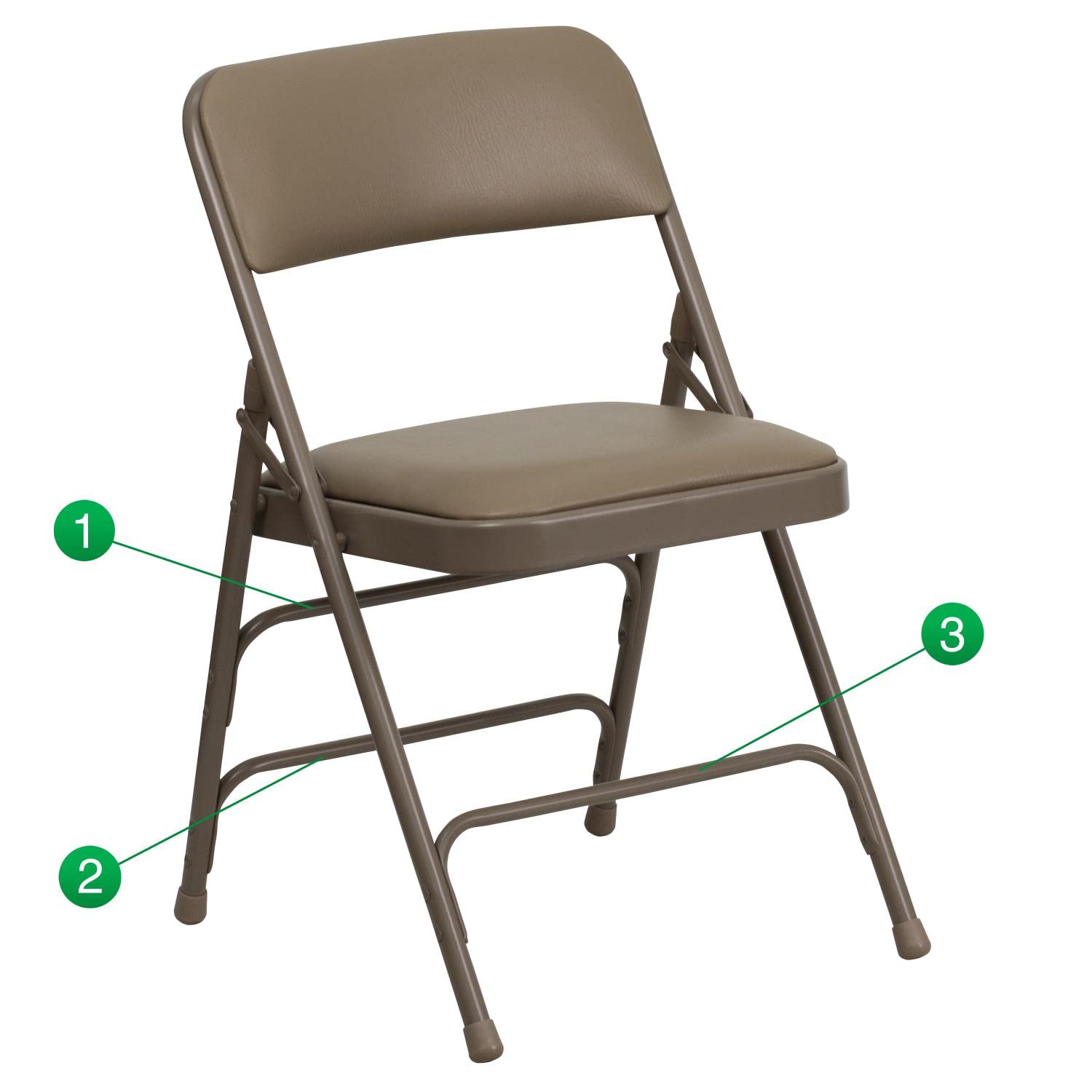 Flash Furniture 4 Pack HERCULES Series Curved Triple Braced & Double Hinged Beige Vinyl Metal Folding Chair