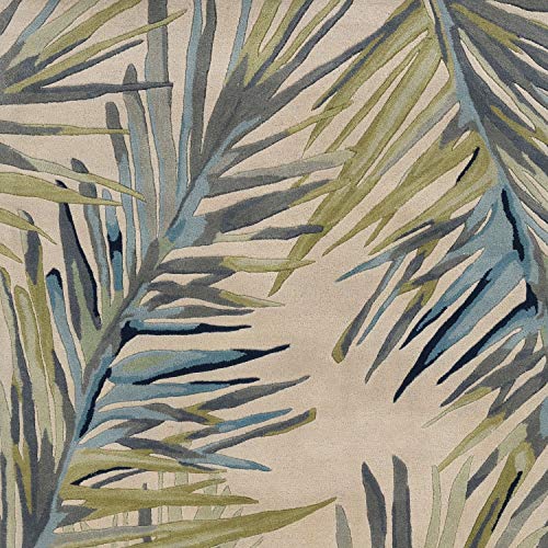 HomeRoots 4'X6' Ivory Hand Tufted Tropical Palms Indoor Area Rug