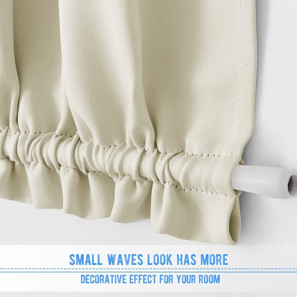 Nicetown Door Curtain For Door Window, Privacy Room Darkening Door Shade, 26 X 72 Inch Thermal Insulated French Door Curtain With Tie Back, 1 Panel, Light Beige