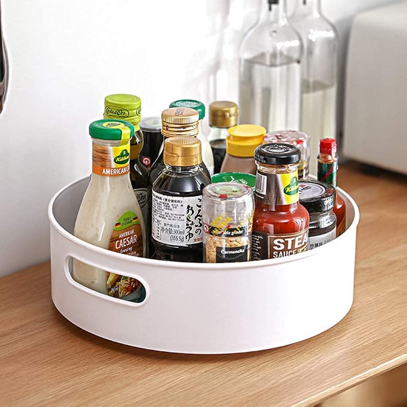 Nvf Abs Plastic Rotating Bathroom Shelf Kitchen Bathroom Corner Storage Rack Wall Mounted Storage Rack Organizer With 4 Hook And