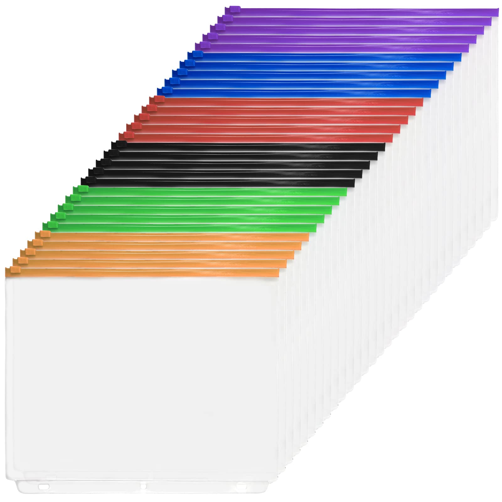 Yoeejob 30 Packs Binder Pockets For 3 Ring, 3 Hole Plastic Clear Zipper Binder Inserts Bulk For Office, School To Organize Files