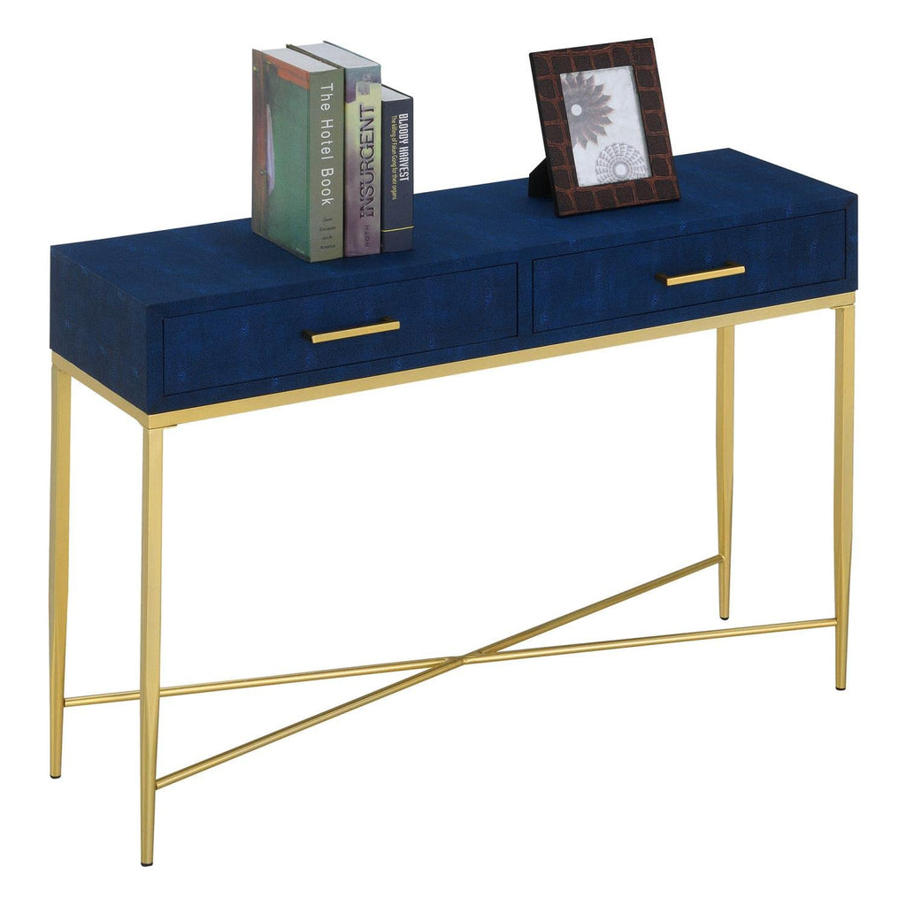 Convenience Concepts Ashley Console Table, Blue/Gold