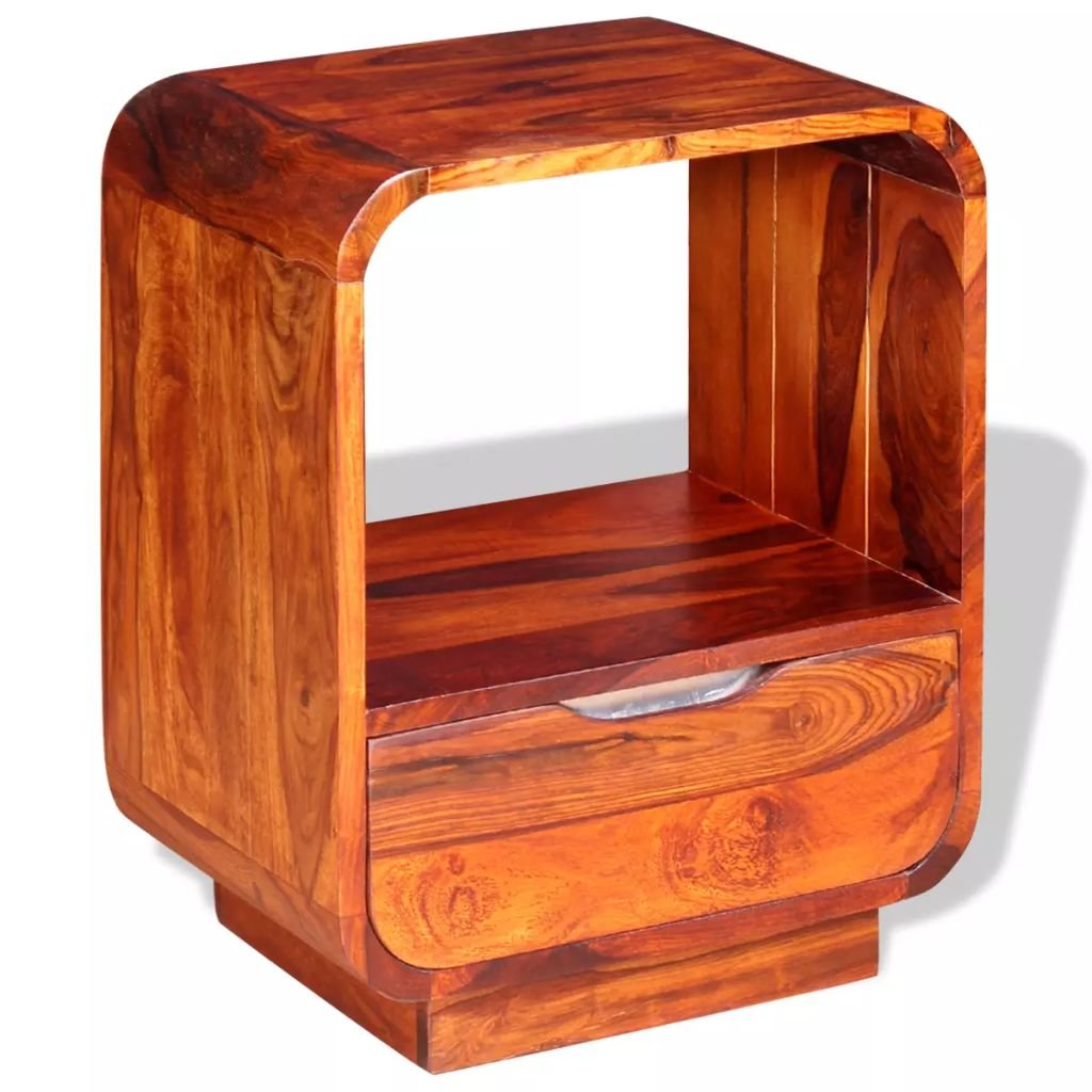 vidaXL Nightstand with Drawer Solid Sheesham Wood 15.7"x11.8"x19.7"