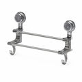 ATORSE Polished Finish SuctionCup Towel Rack Reusable DoubleBar Towel Rack, Transparent Gray, Short