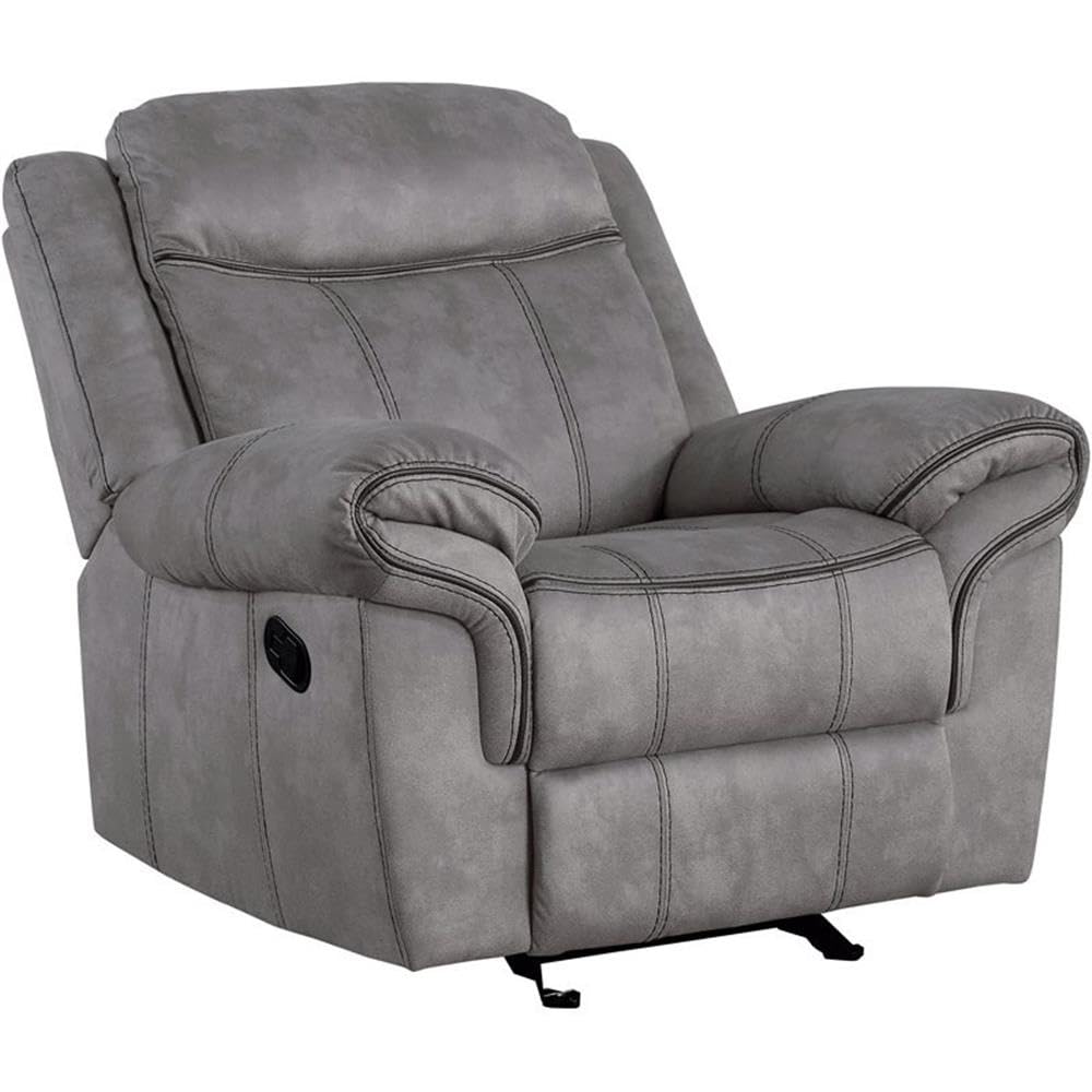 Acme Zubaida Velvet Horizontal Upholstered Glider Recliner In 2-Tone Gray