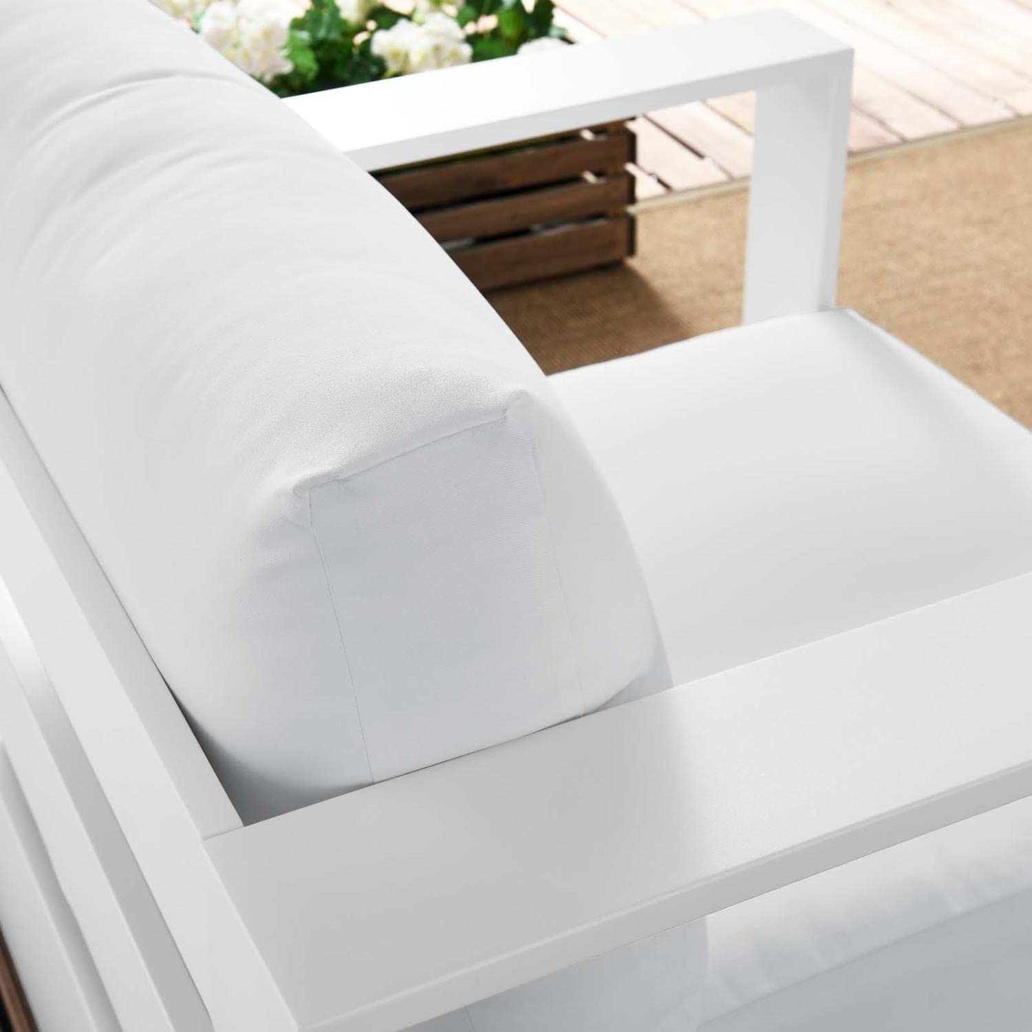 Modway Tahoe Modern Fabric/Aluminum Outdoor Armchair In White