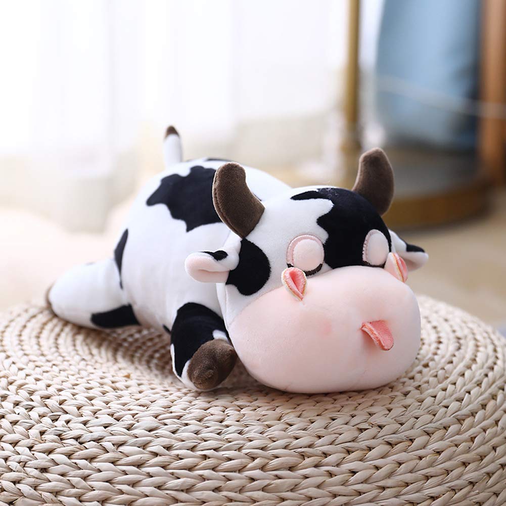 Jensquaify Cow Stuffed Animals, Cute Cow Plush Pillow Toy Cow Plushie Throw Pillow Gifts For Kids, 11.8'