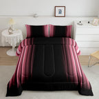 Feelyou Abstract Ombre Comforter Set Kids Teens Pink Black Bedding Set Room Decor 3Pcs Queen Size,Reversible Black Boys