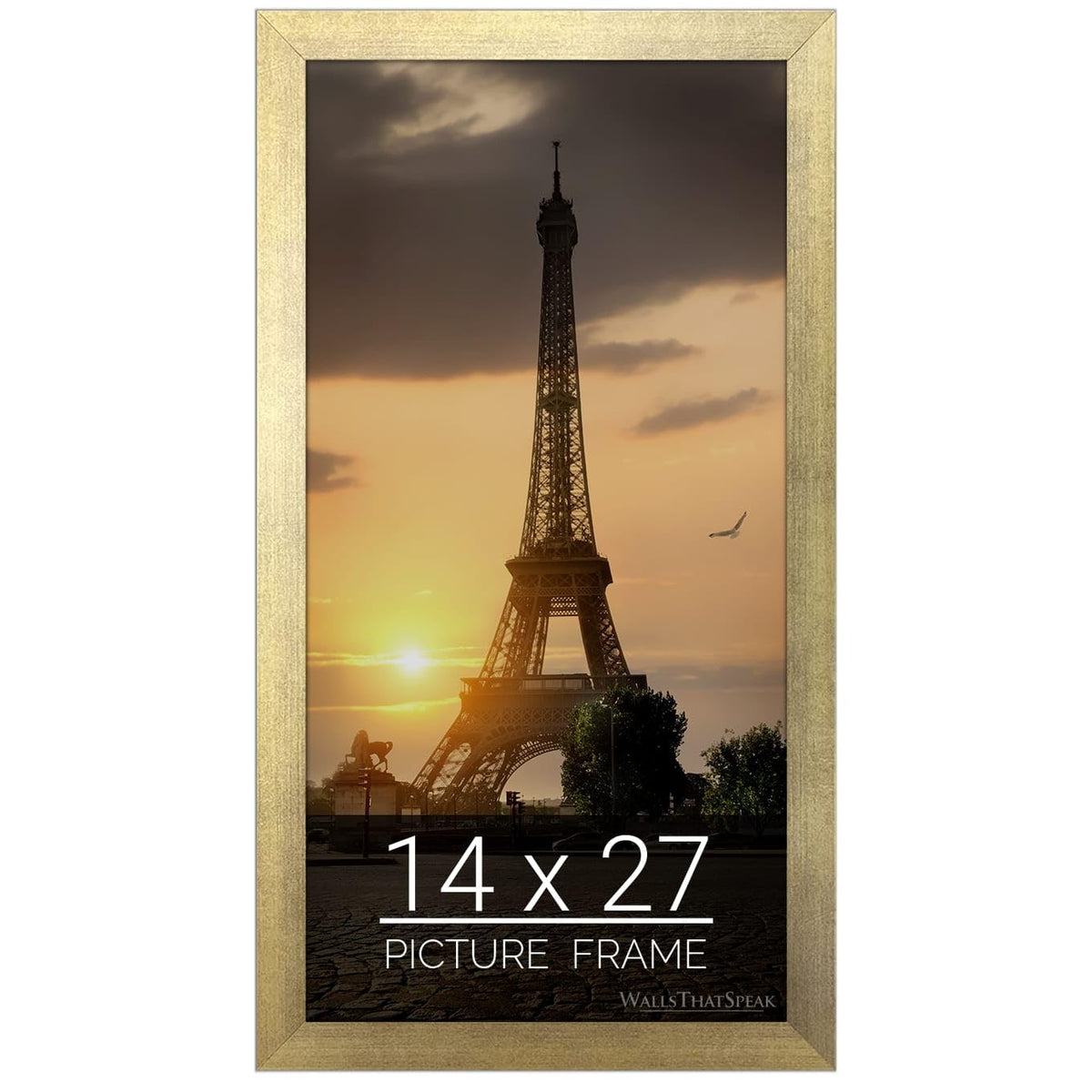 wallsthatspeak 14x27 Gold Picture Frame for Puzzles Posters Photos or Artwork