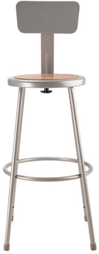 National Public Seating 6230B Grey Steel Stool with 30" Hardboard Seat and Backrest