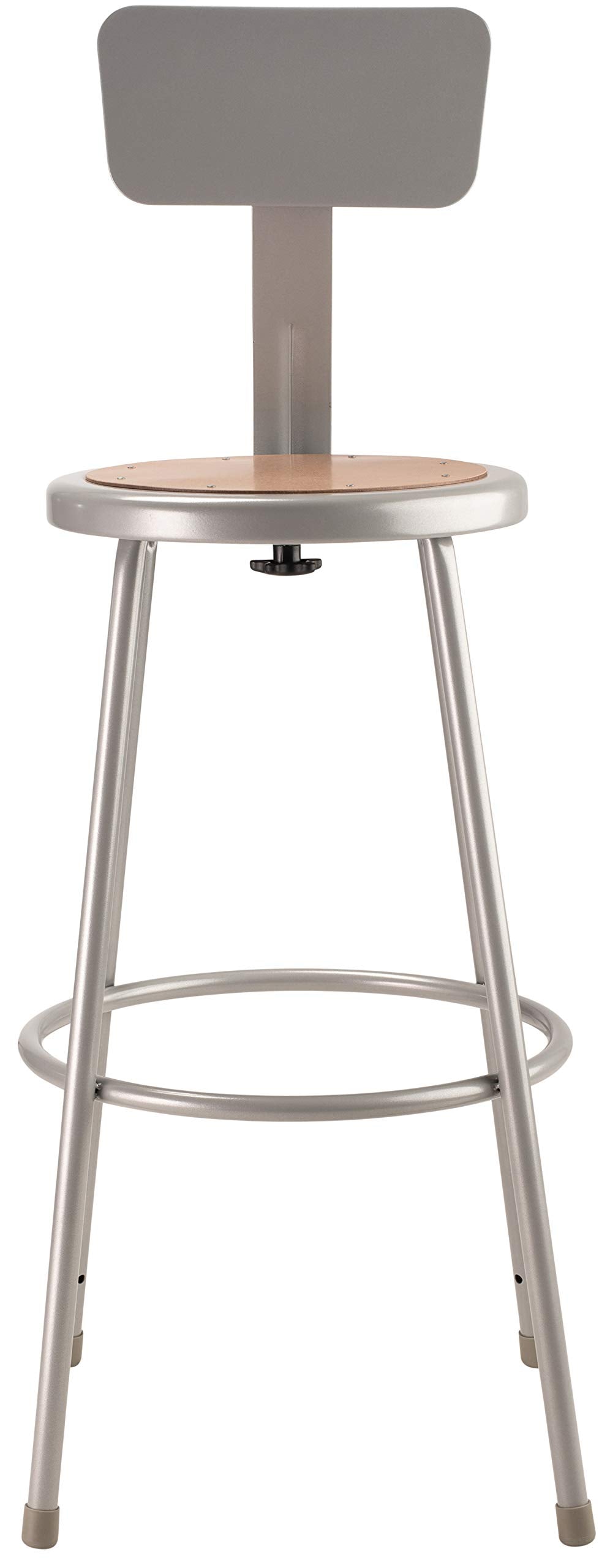 National Public Seating 6230B Grey Steel Stool with 30" Hardboard Seat and Backrest