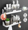 KORZYSTNY Bathroom Shelves, No Drilling Bathroom Shelves, Shower Shelf, Plastic Shower Baskets,Wall Mounted Shower Caddy for Kit
