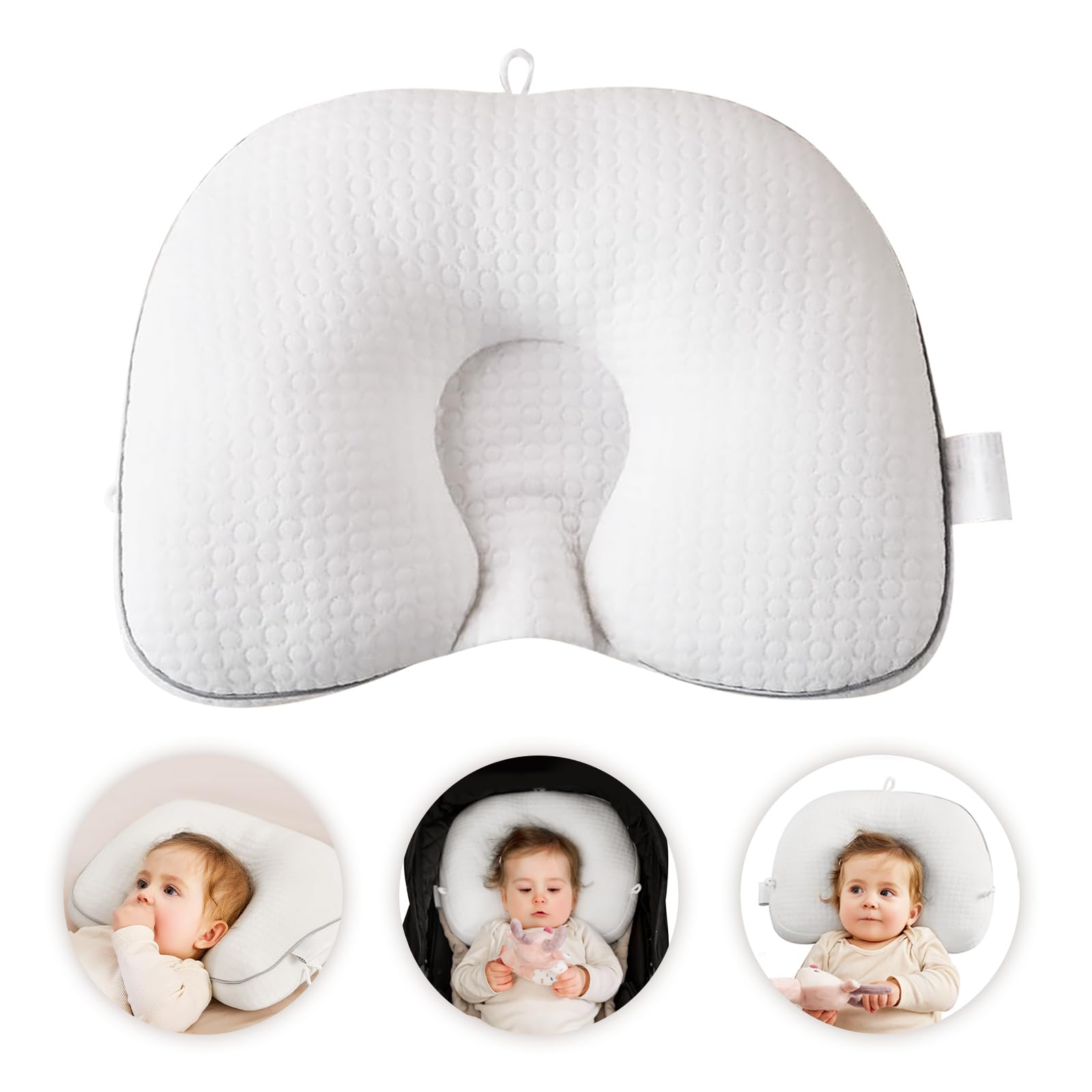 Cococu Portable Baby Travel Pillow,Adjustable Neck Infant Head Pillow,Support For Carseat,Soft And Breathable Ergonomic Design,W