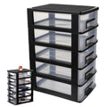 Healeved Plastic Storage Drawers Units  5 Plastic Storage Drawer Tower, Table Top Organiser For Organizing Office Crafts And Ho