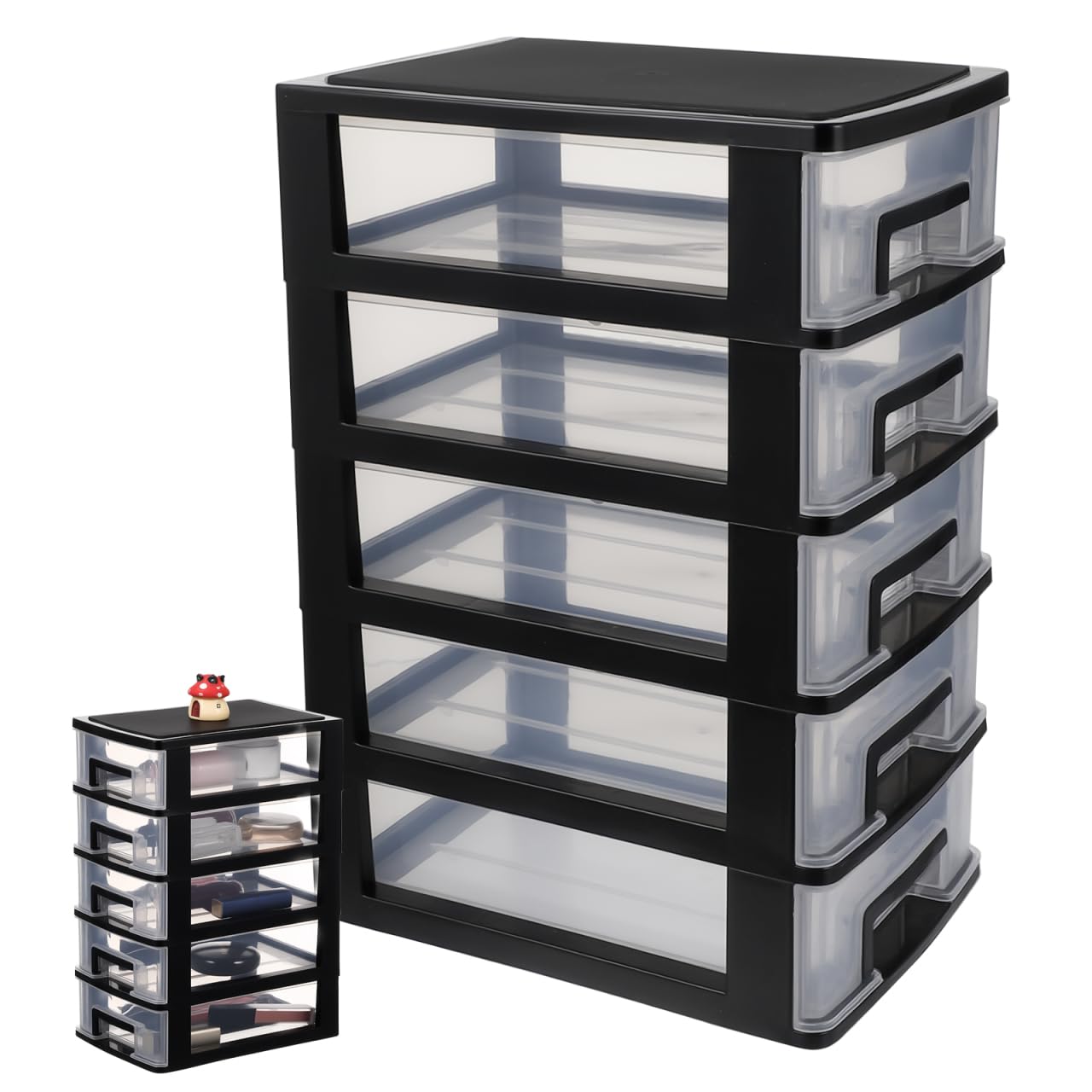 Healeved Plastic Storage Drawers Units  5 Plastic Storage Drawer Tower, Table Top Organiser For Organizing Office Crafts And Ho