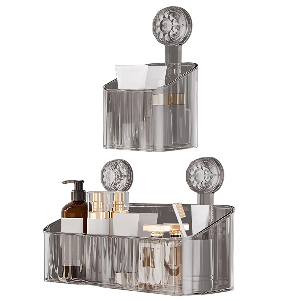 Hasthip Bathroom Wall Organizer Storage Boxes Clear Acrylic Wall Storage Boxes Set Of 2 With NoDrill Suction Cup Mounting For K