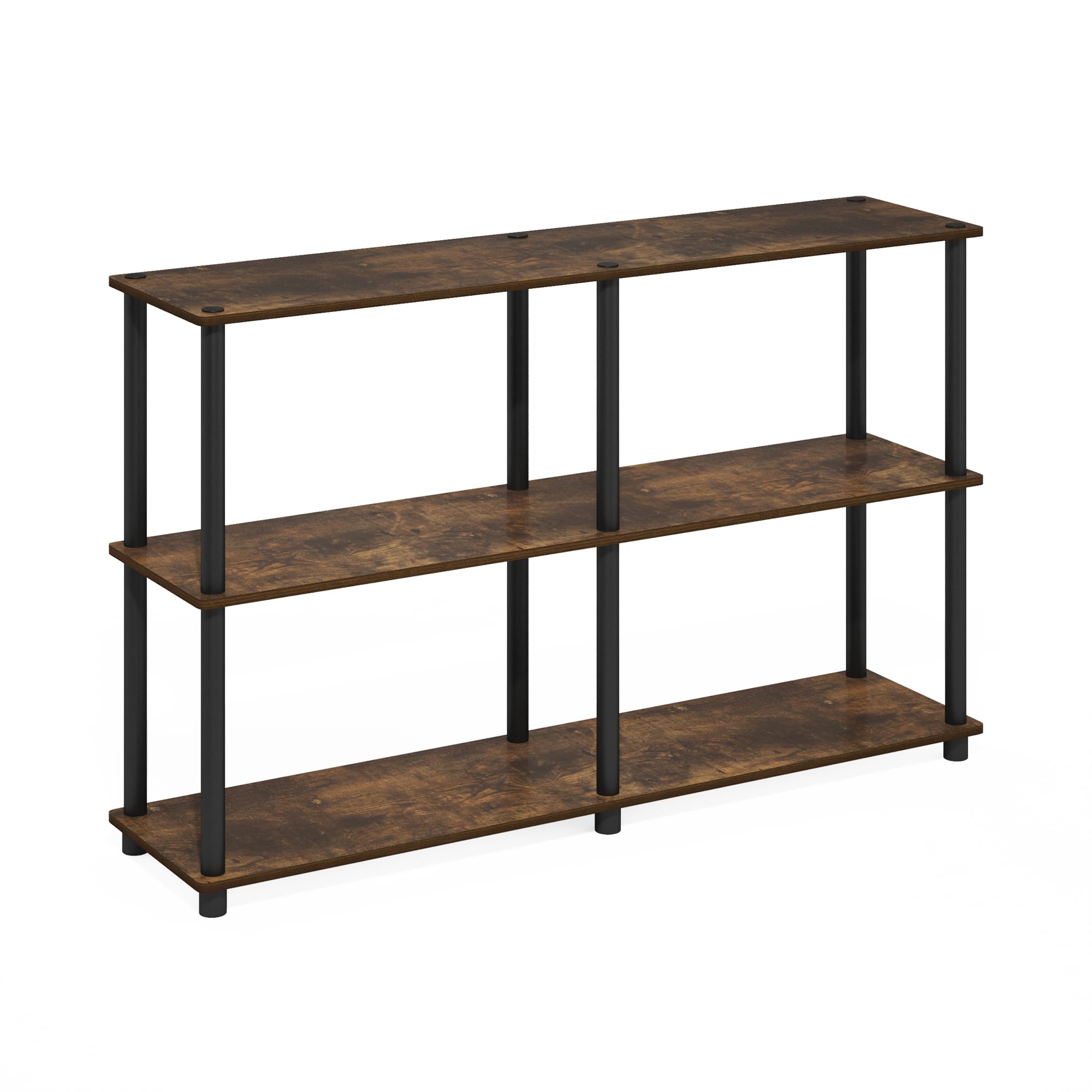 Furinno Turn-N-Tube 3-Tier Double Size Storage Display Rack, Amber Pine/Black