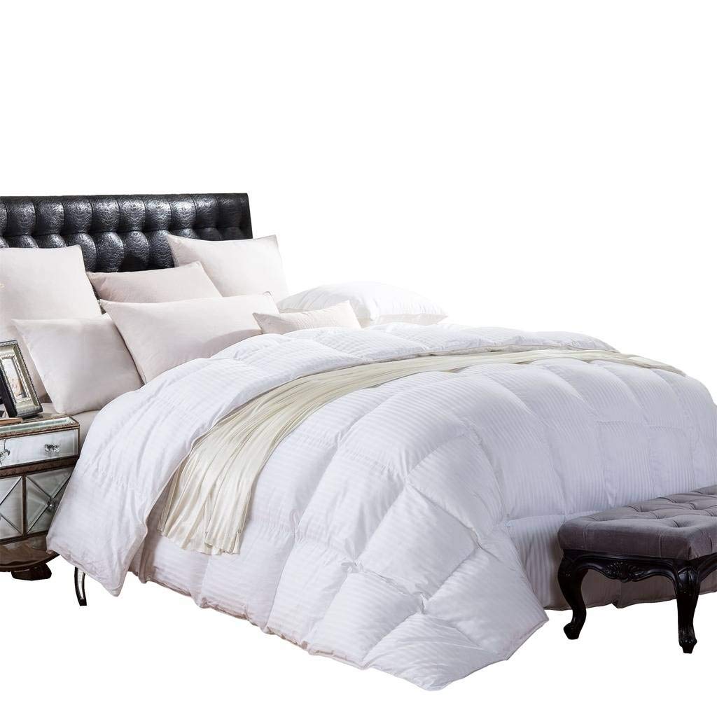 800 Thread Count King Size Siberian Goose Down Comforter 100% Egyptian Cotton 750Fp, 50Oz & 800Tc - White Stripe