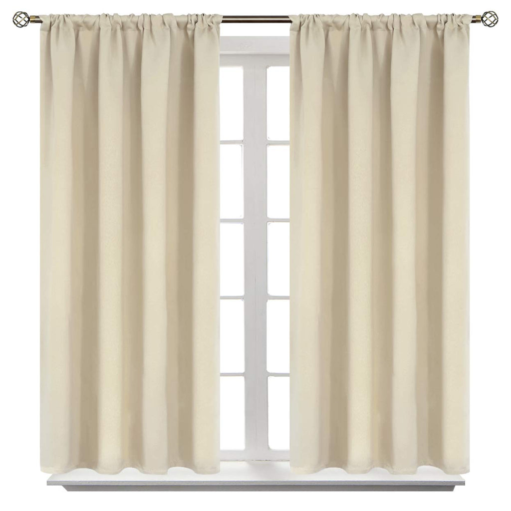 Bgment Short Blackout Curtains 48 Inches Length - Rod Pocket Thermal Insulated Room Darkening Window Drapes For Kitchen Bedroom Bathroom, Grey, 2 Panels, 42 X 48 Inch