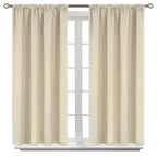 Bgment Short Blackout Curtains 48 Inches Length - Rod Pocket Thermal Insulated Room Darkening Window Drapes For Kitchen Bedroom Bathroom, Grey, 2 Panels, 42 X 48 Inch
