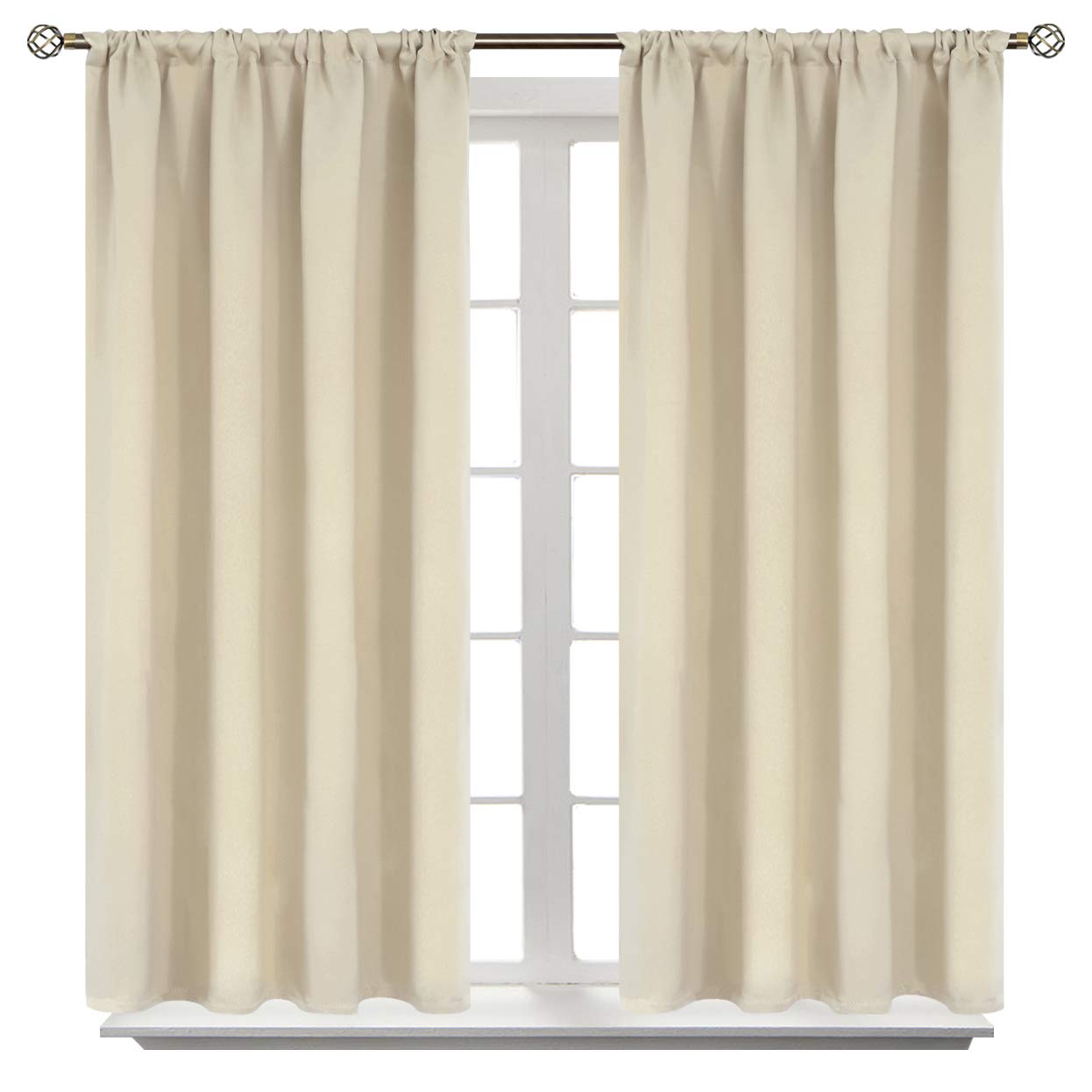 Bgment Short Blackout Curtains 48 Inches Length - Rod Pocket Thermal Insulated Room Darkening Window Drapes For Kitchen Bedroom Bathroom, Grey, 2 Panels, 42 X 48 Inch