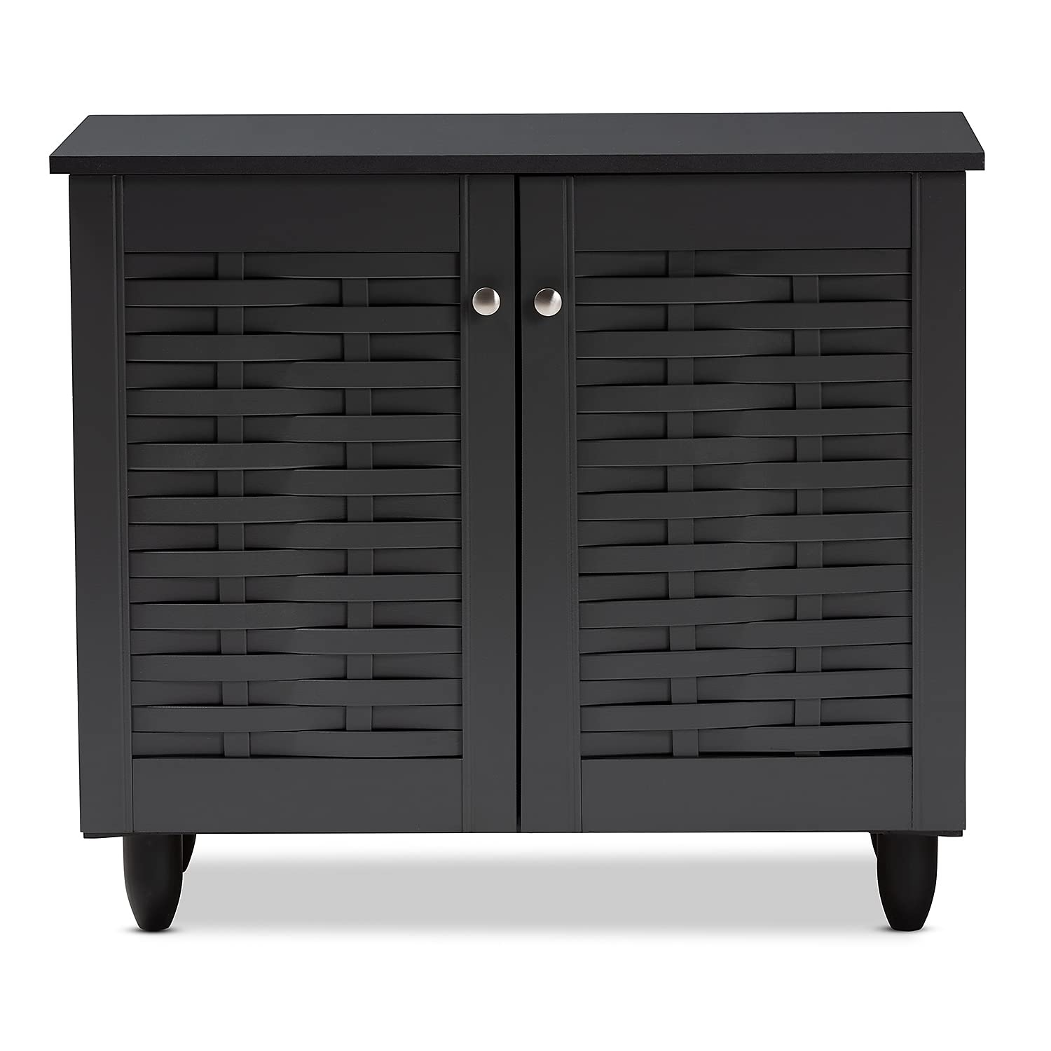 Baxton Studio Winda 2-Door Shoe Storage Cabinet, Dark Gray (152-9165-Hit)