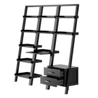 Winsome Bellamy 3-Piece Solid Wood Leaning Desk & Shelf Set in Lustrous Black