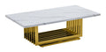 Best Quality Furniture Ct313 Coffee Table, White/Gold