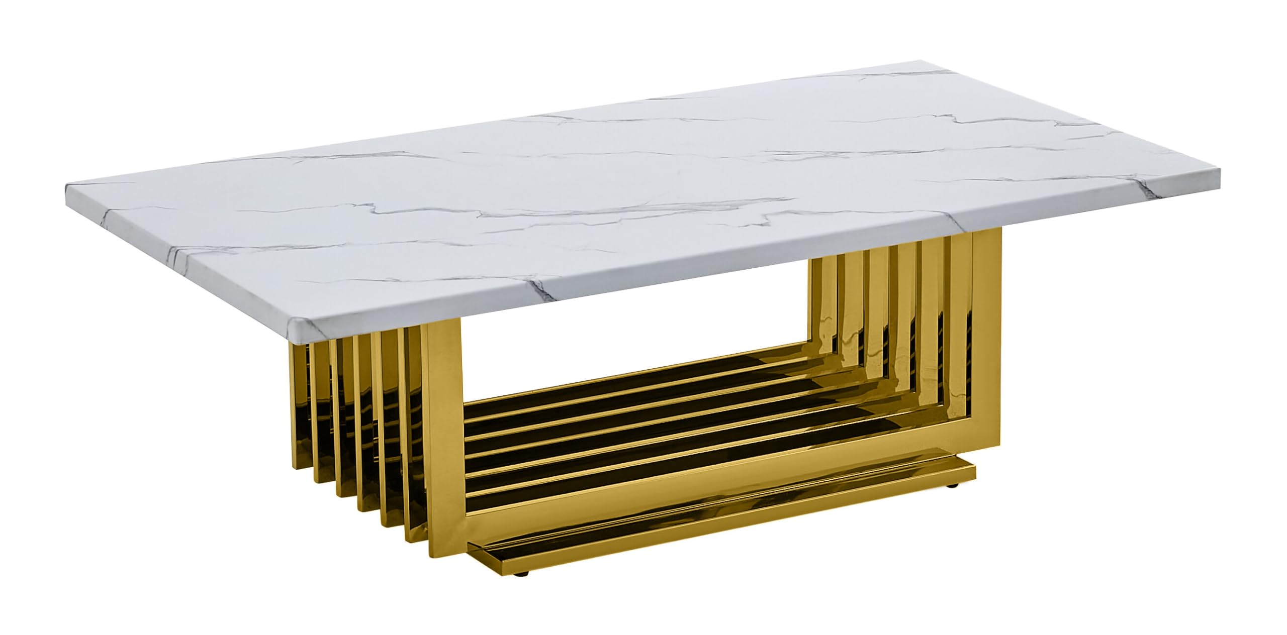 Best Quality Furniture Ct313 Coffee Table, White/Gold