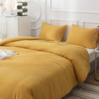 Clothknow Mustard Yellow Full Size Comforter Set 3Pcs Dark Yellow Bedding Comforter Sets Turmeric Comforter Soft Yellow Comforte