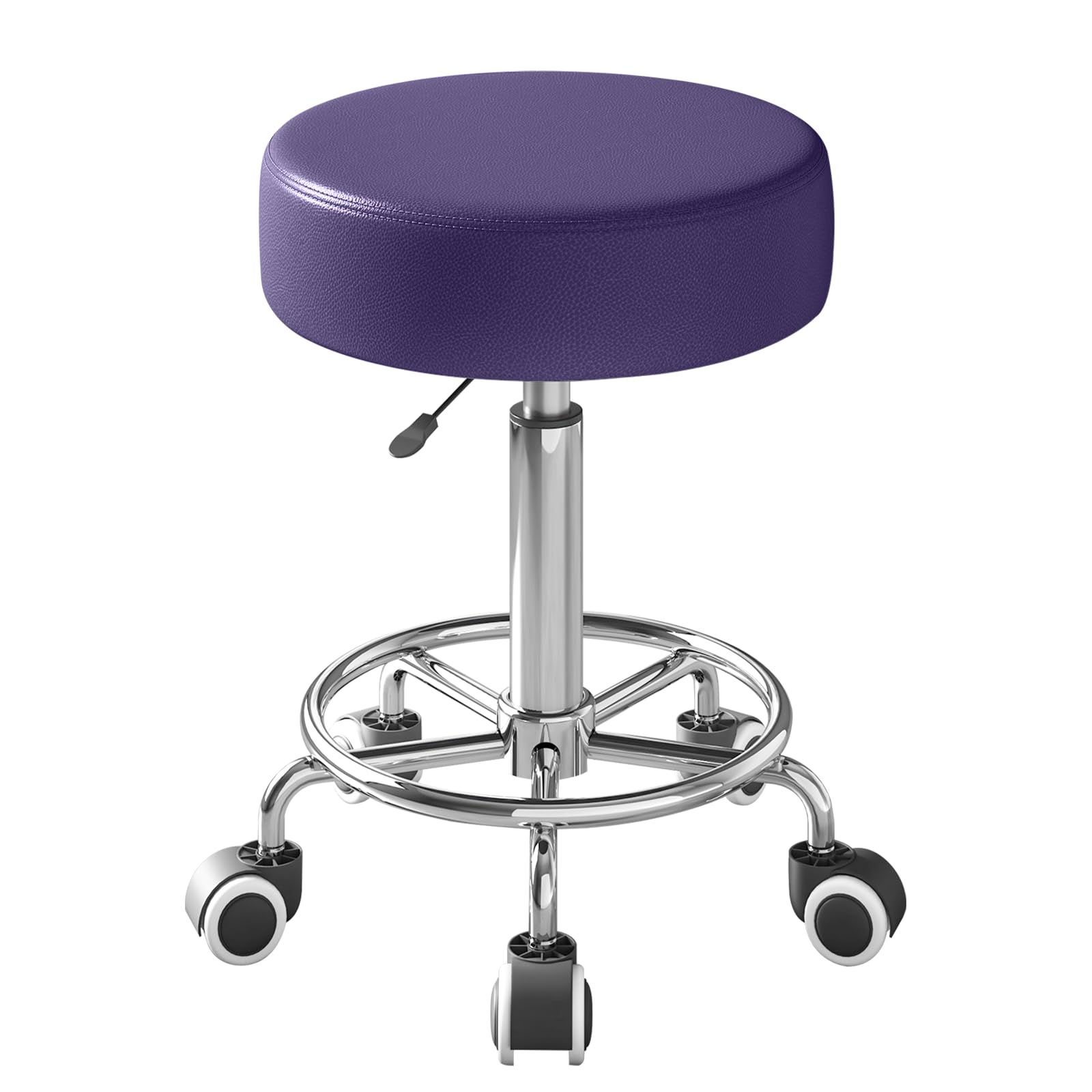 Rolling Stool, Heavy Weight Capacity 250lb, PU Leather Rolling stools, Ultra Soft Padded Seat, Rolling Stools with Wheels and Fo