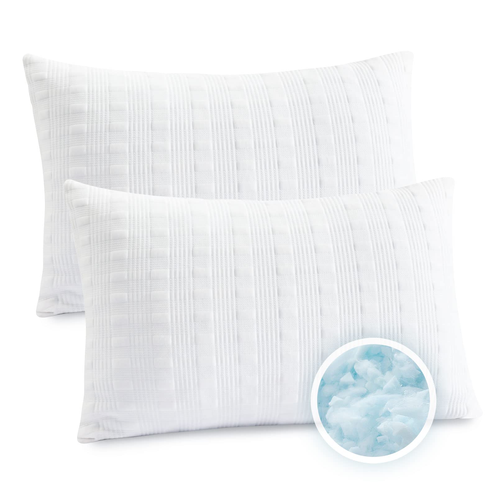 Meoflaw Cooling Pillows For Sleeping King Size Set Of 2,Shredded Memory Foam Bed Pillow With Pillow Case-Double Sided Material,A