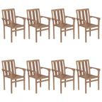 vidaXL Solid Teak Wood Stackable Patio Chairs with Cushions - 8 pcs Set, Weather Resistant, Suitable for Homes, Offices, Bars, and Cafes, Easy Assembly, Natural Wood Finish