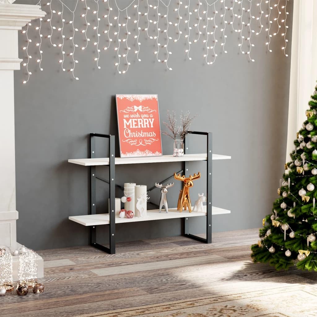 vidaXL 2-Tier Book Cabinet White 39.4&quot;x11.8&quot;x27.6&quot; Solid Pine Wood