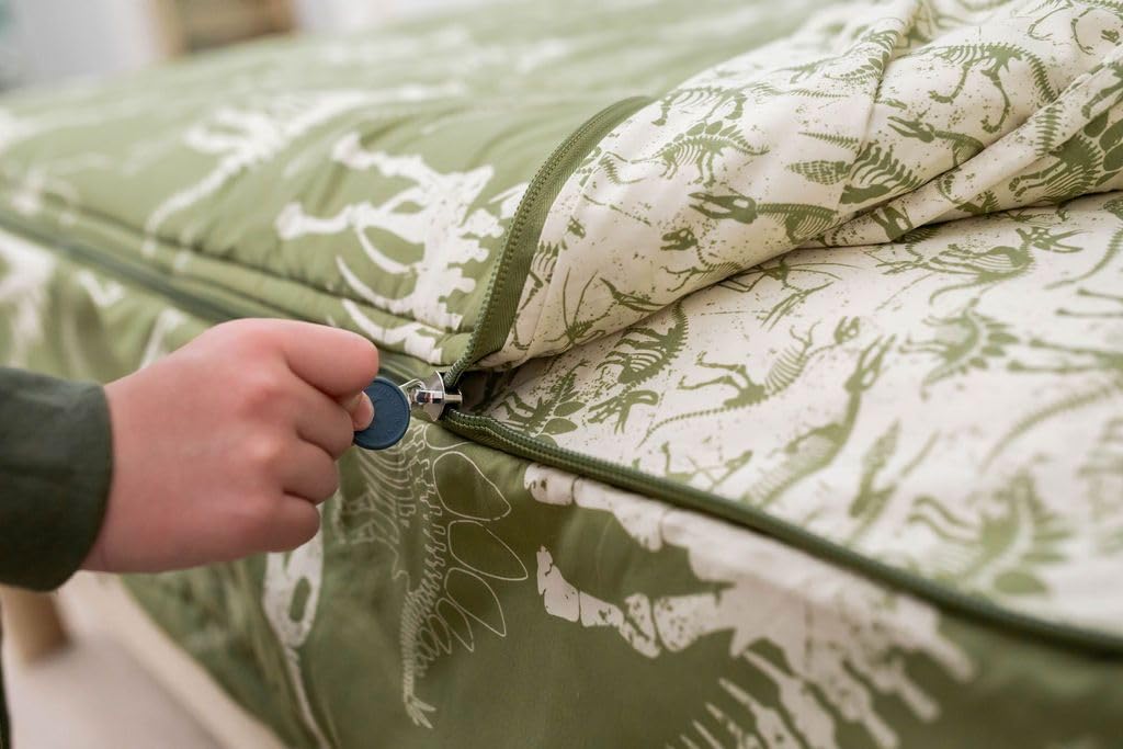 Beddy's Twin Dinosaur T-Rex Zipper Bedding Set - Green Polyester - Easy Make & Wash